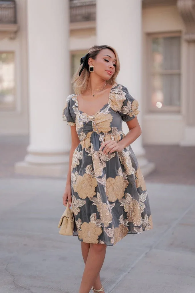 Beaumont Grey Gold Dress - Image 4