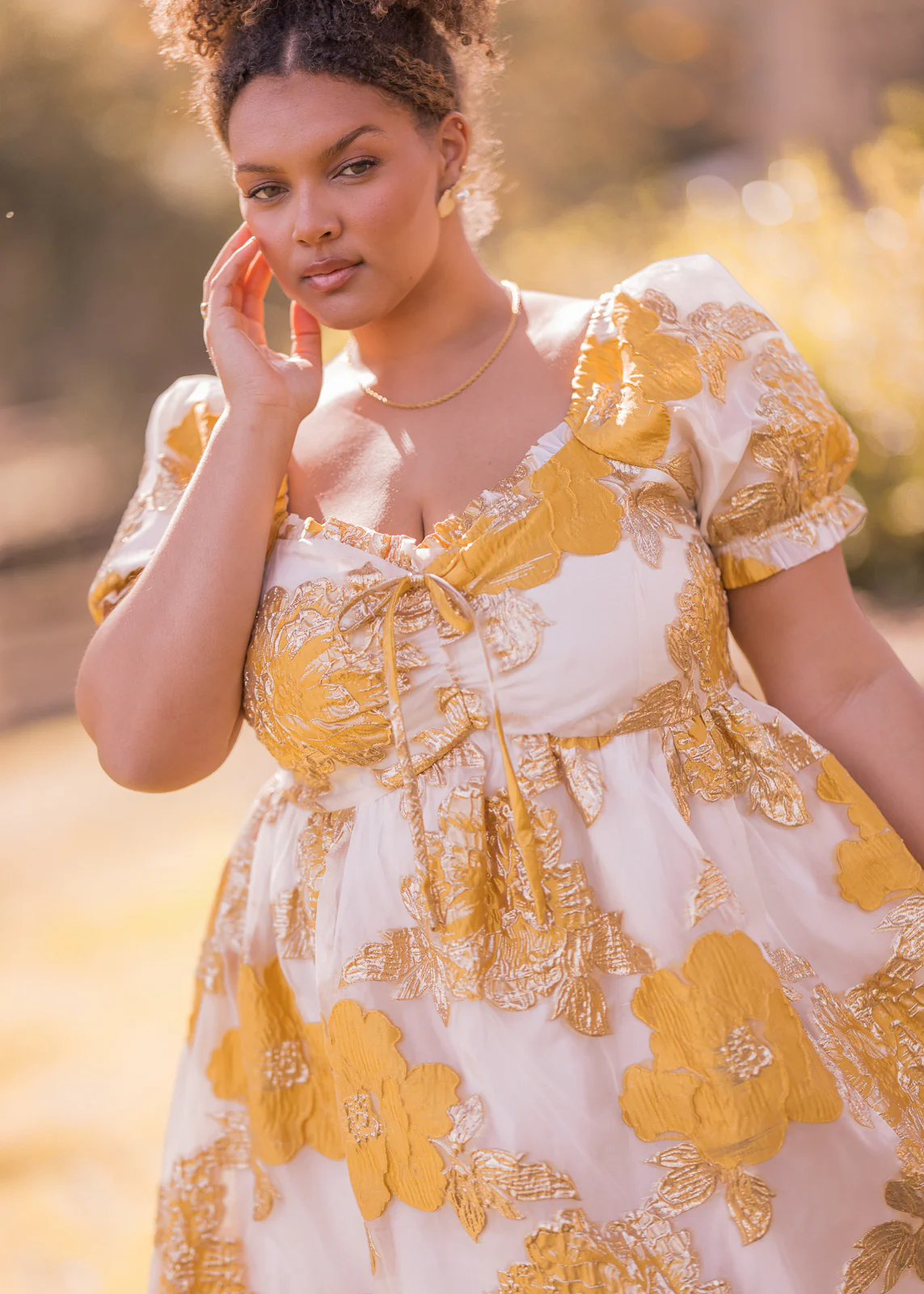 Beaumont Cream Gold Dress - Image 10