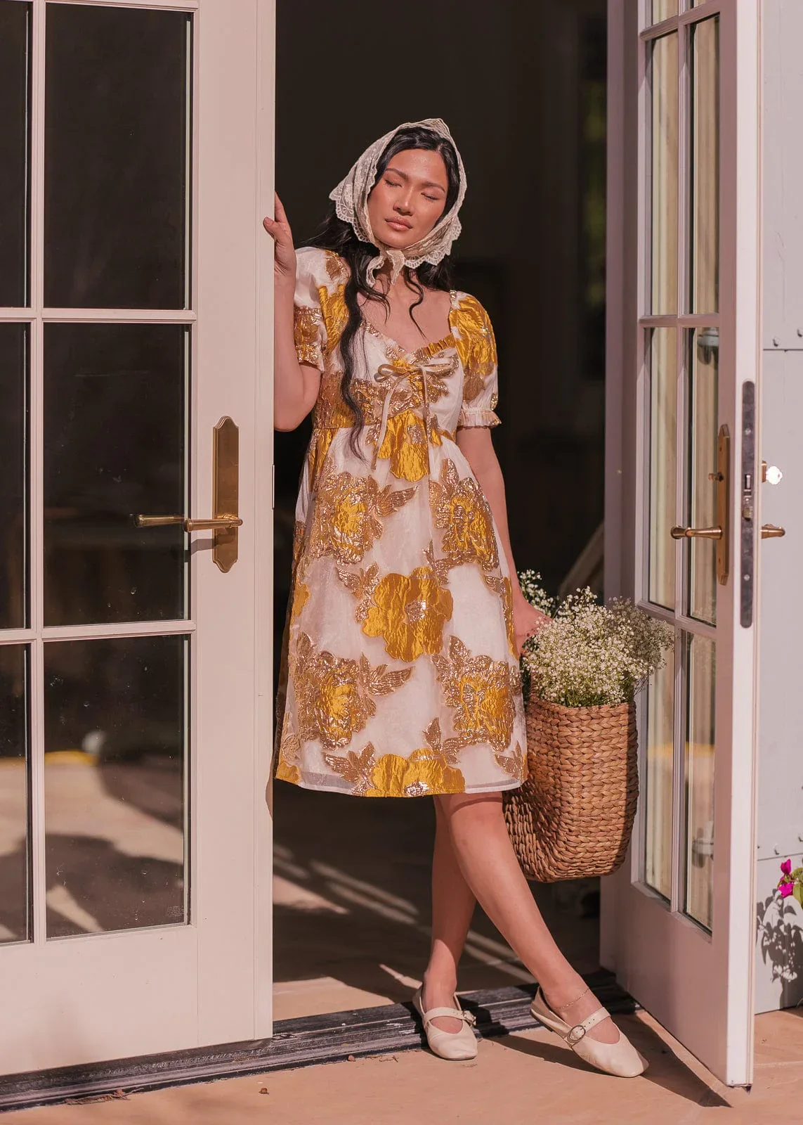 Beaumont Cream Gold Dress - Image 11