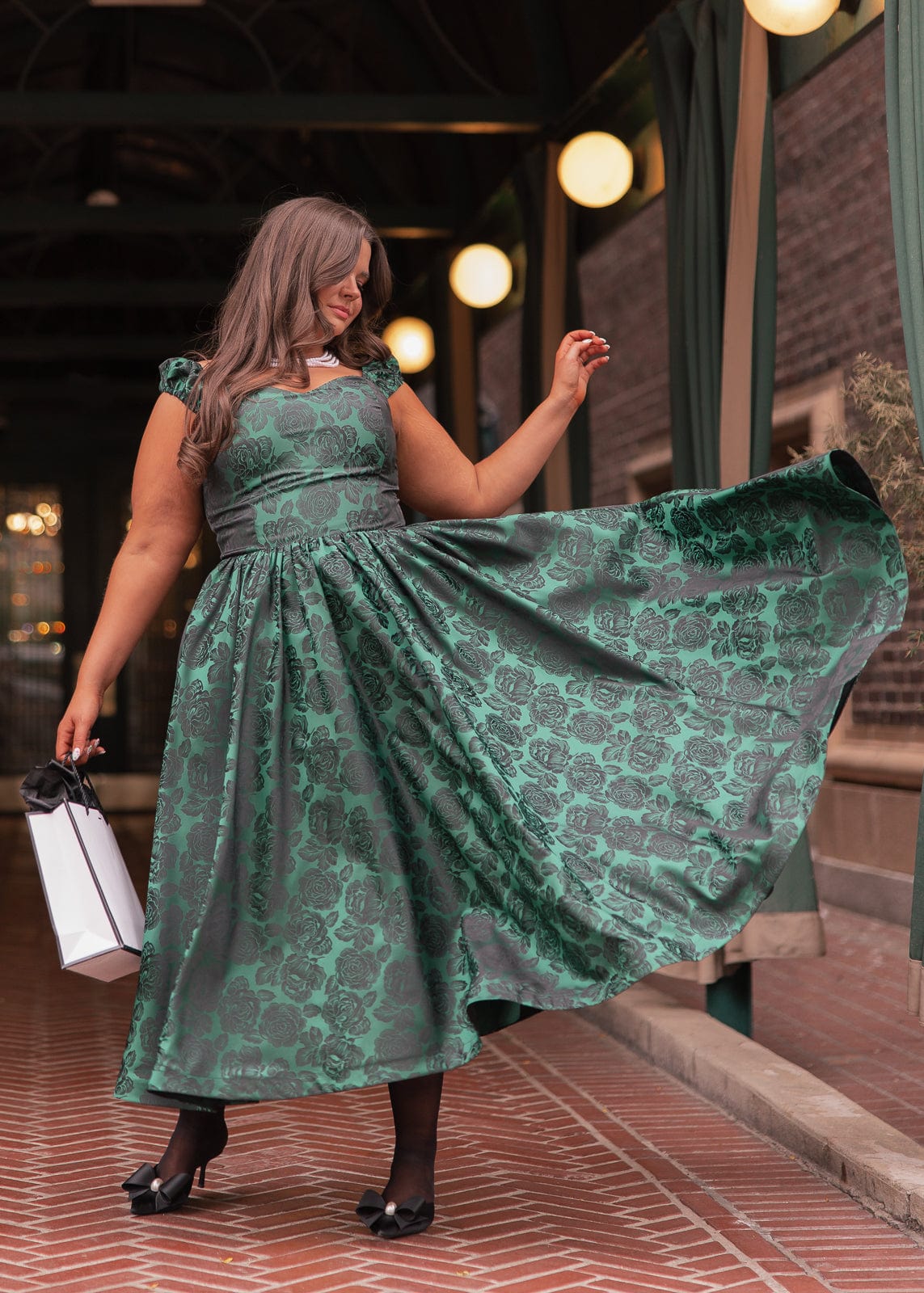 Campbell Floral Print Corset Midi Dress - Green - Image 13