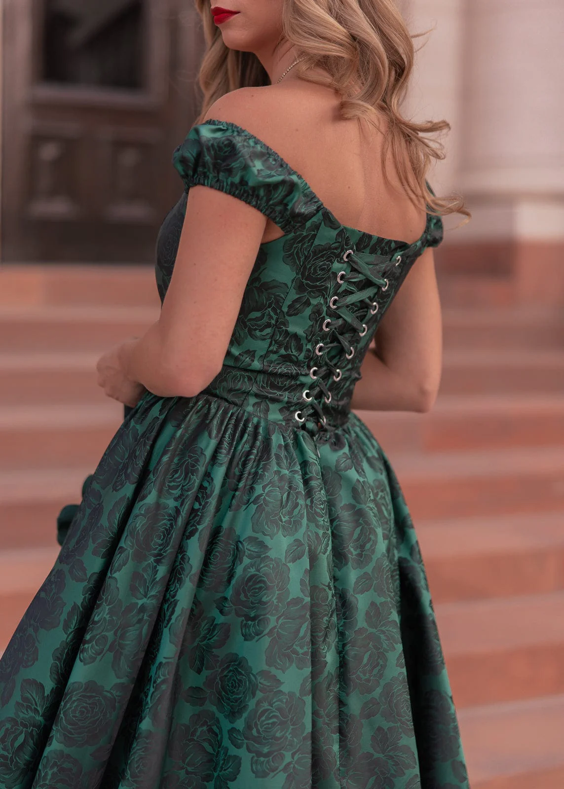 Campbell Floral Print Corset Midi Dress - Green - Image 6