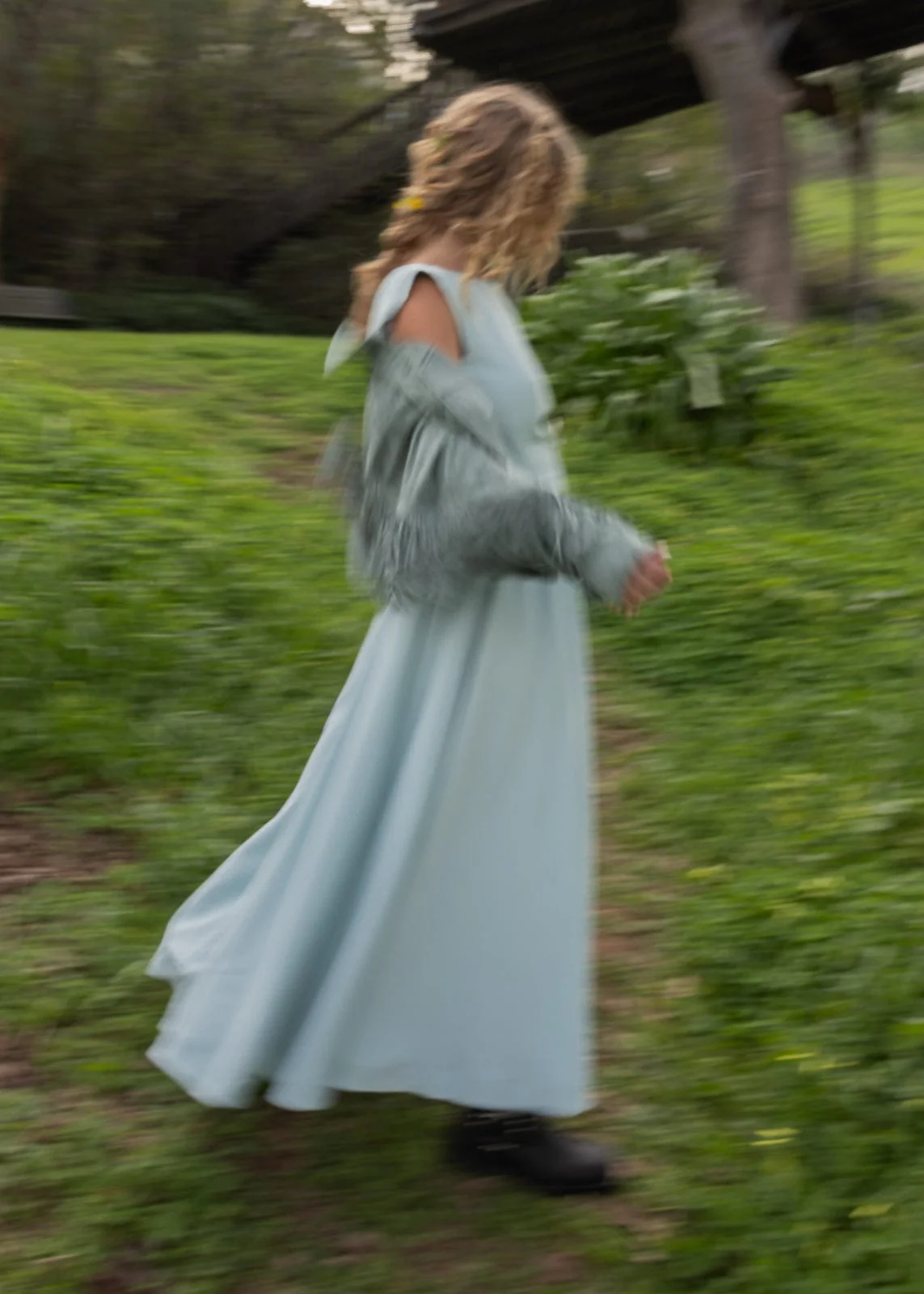 Diana Drop Waist Keyhole Back Dress - Light Blue - Image 10
