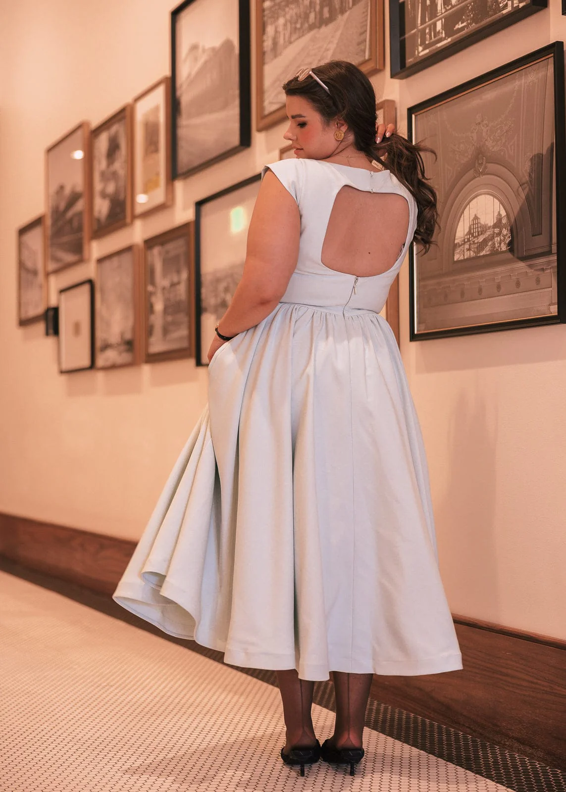 Diana Drop Waist Keyhole Back Dress - Light Blue - Image 12