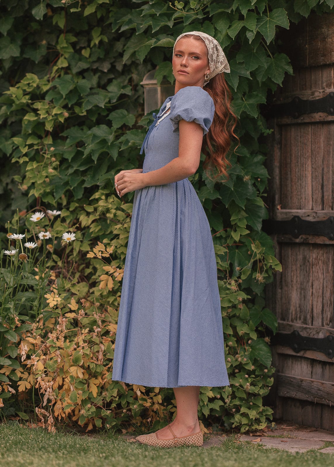 Giselle Micro Gingham Print Dress - Blue - Image 9
