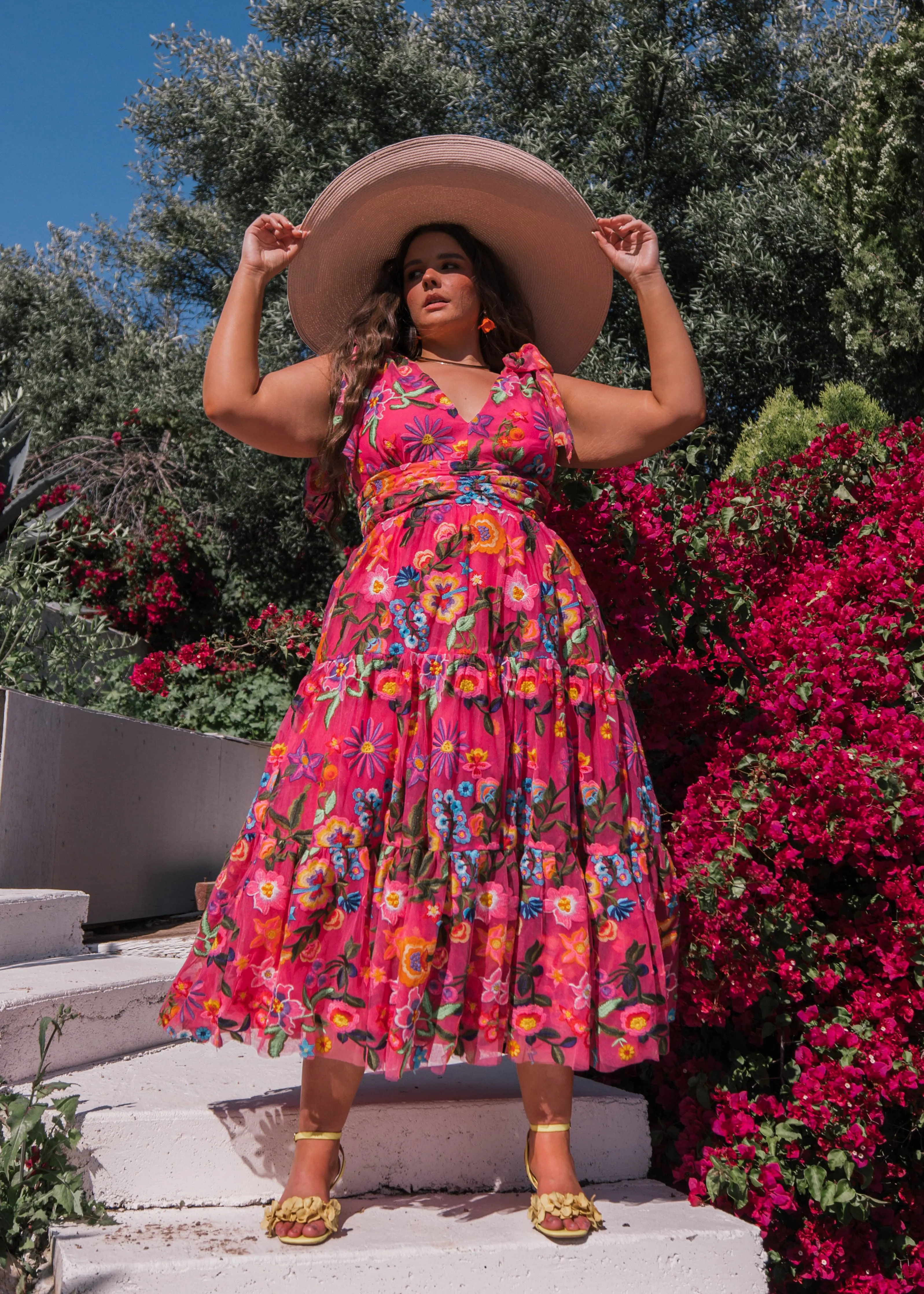 Hibiscus Sleeveless Empire Waist Midi Dress - Image 10