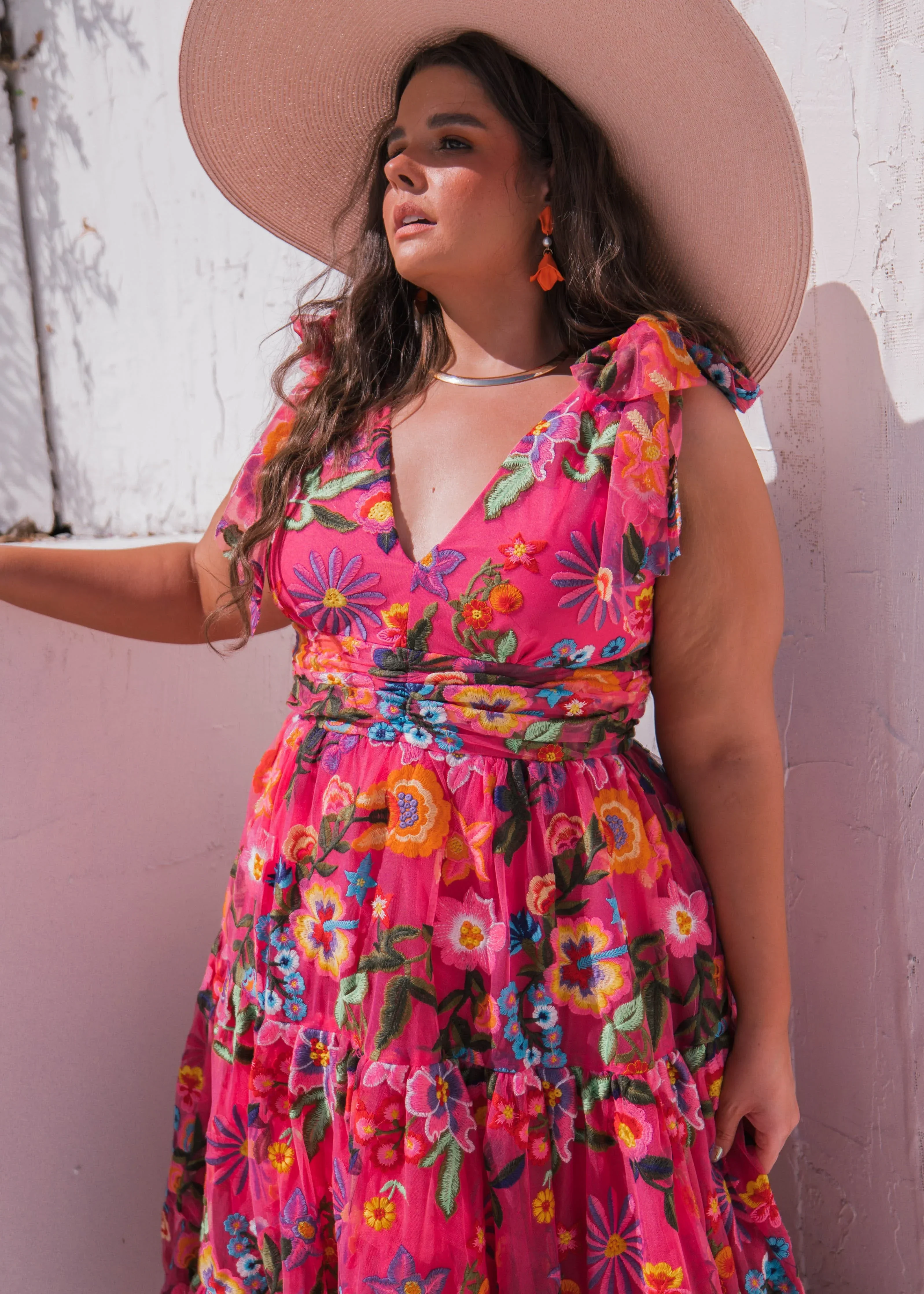 Hibiscus Sleeveless Empire Waist Midi Dress - Image 11