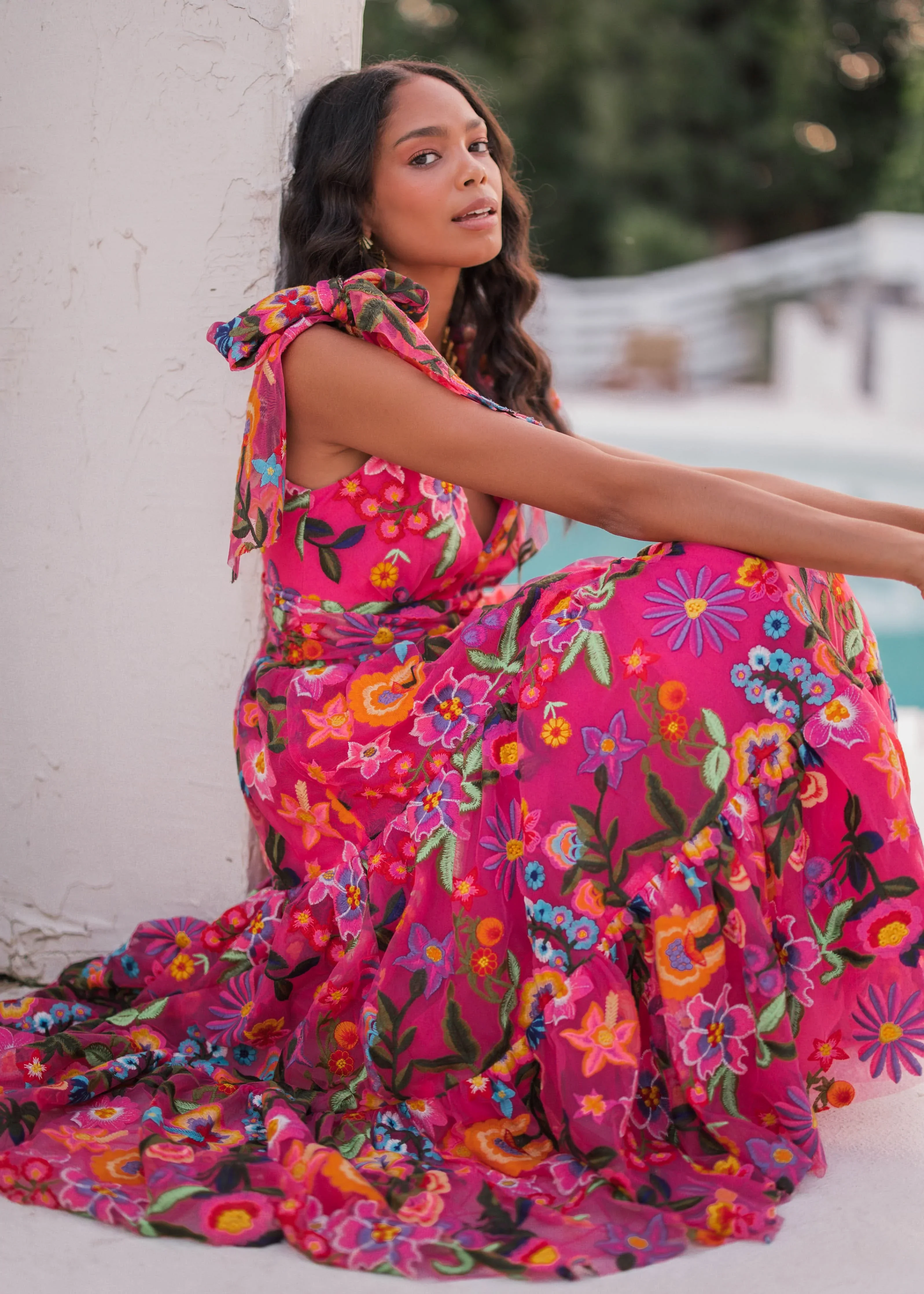 Hibiscus Sleeveless Empire Waist Midi Dress - Image 6
