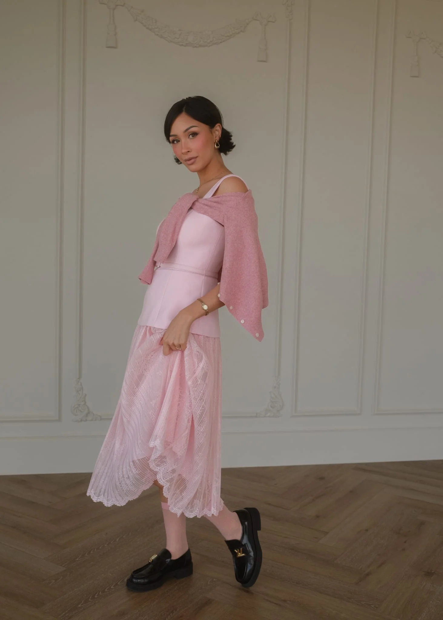 Jackie Peplum Belted Dress - Pink - Image 10