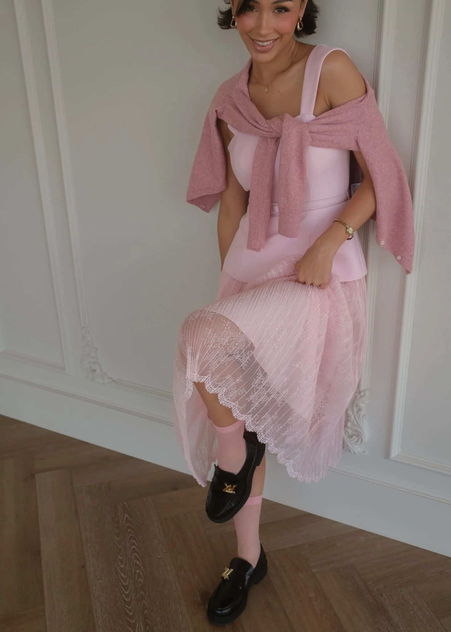 Jackie Peplum Belted Dress - Pink - Image 3
