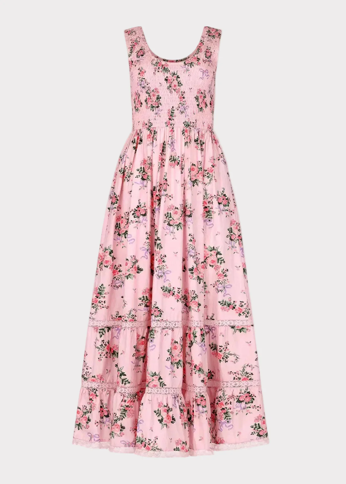 Juliette Floral Bow Print Maxi Dress - Pink - Image 2