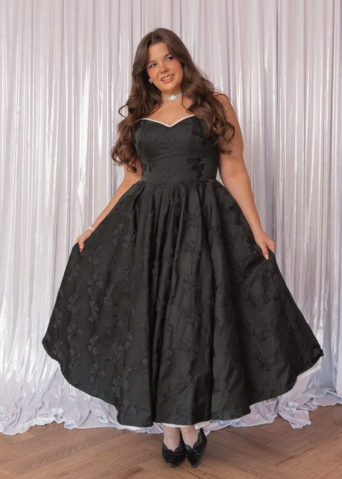Kelly A-line Jacquard Midi Dress - Black - Image 16