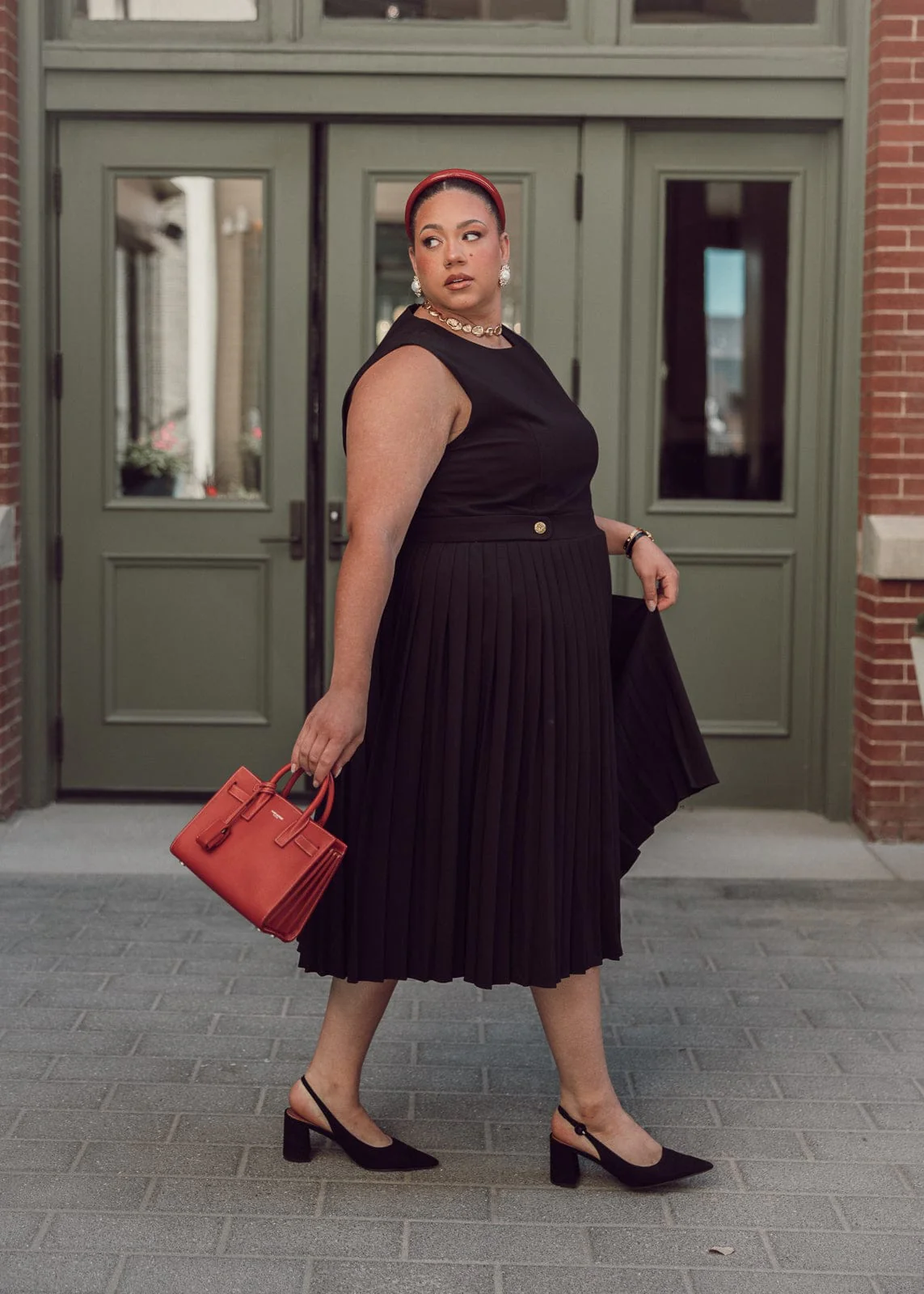 Presley Pleated Pencil Dress - Black - Image 7