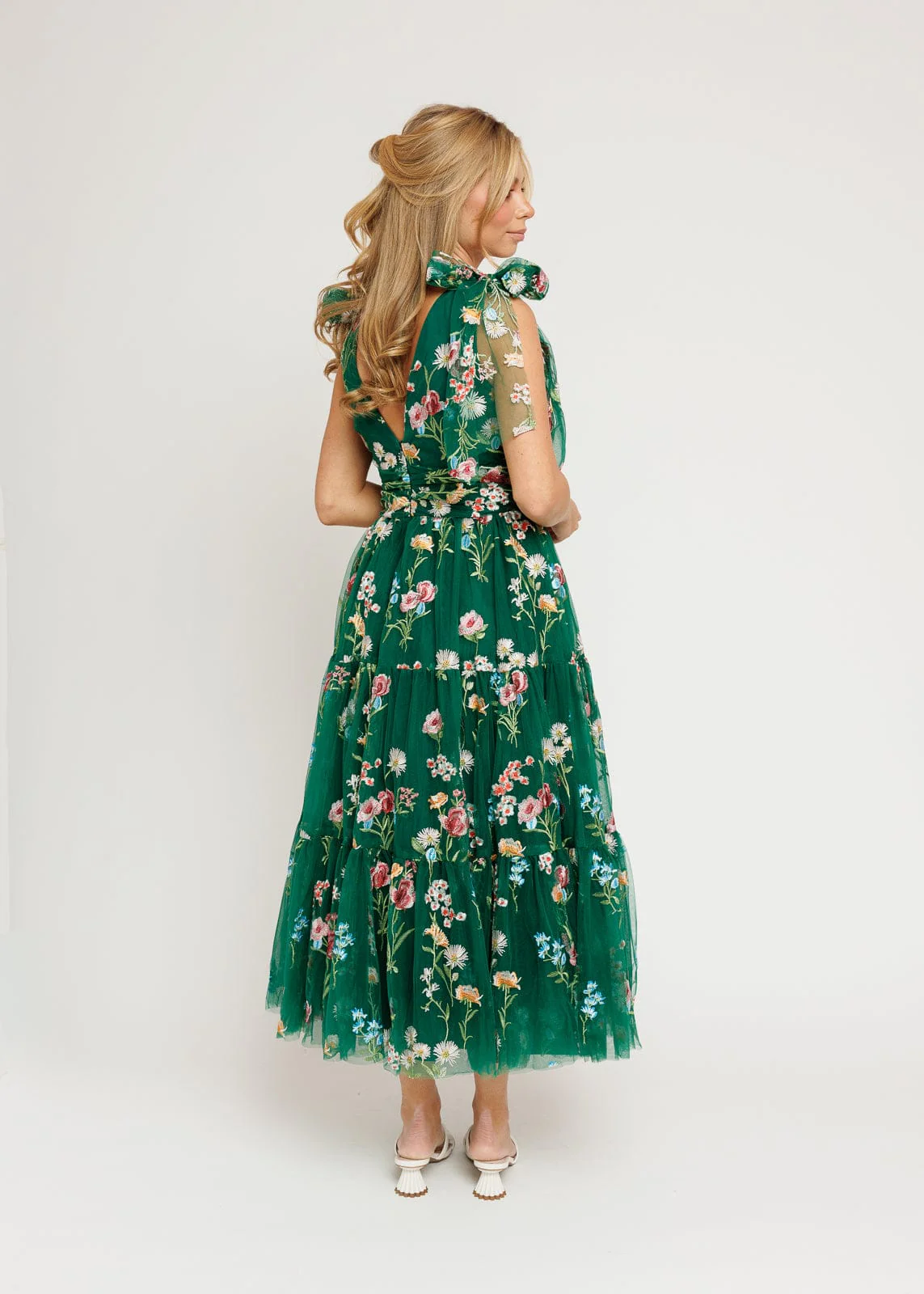 Margaret Floral Midi Dress Emerald - Image 6