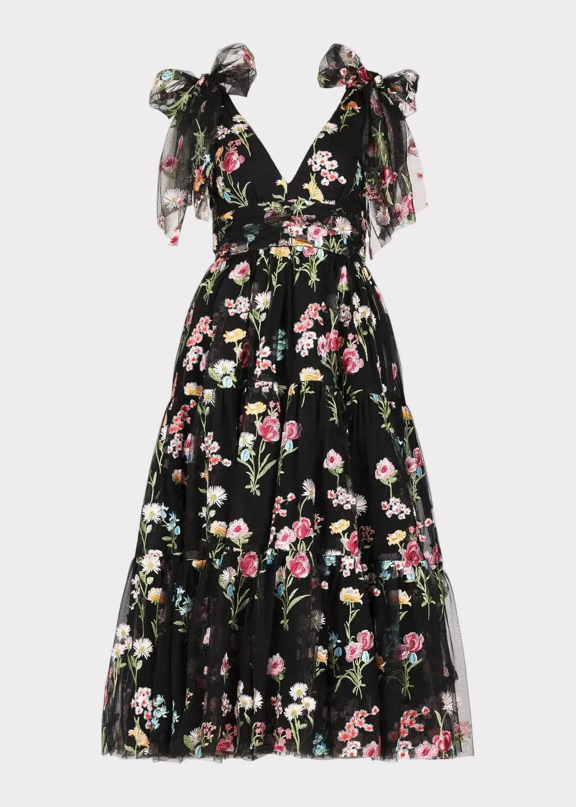 Margaret Floral Embroidered Midi Dress Black - Image 2
