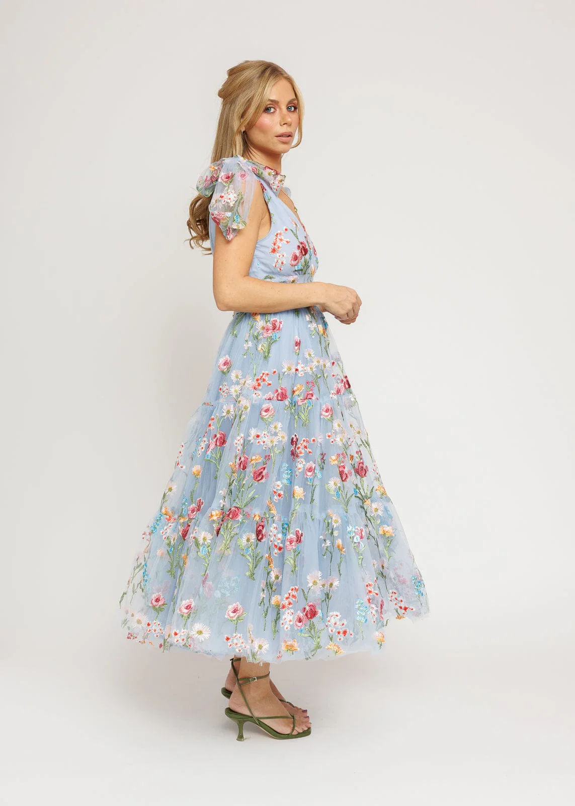 Margaret Floral Midi Dress Blue - Image 4