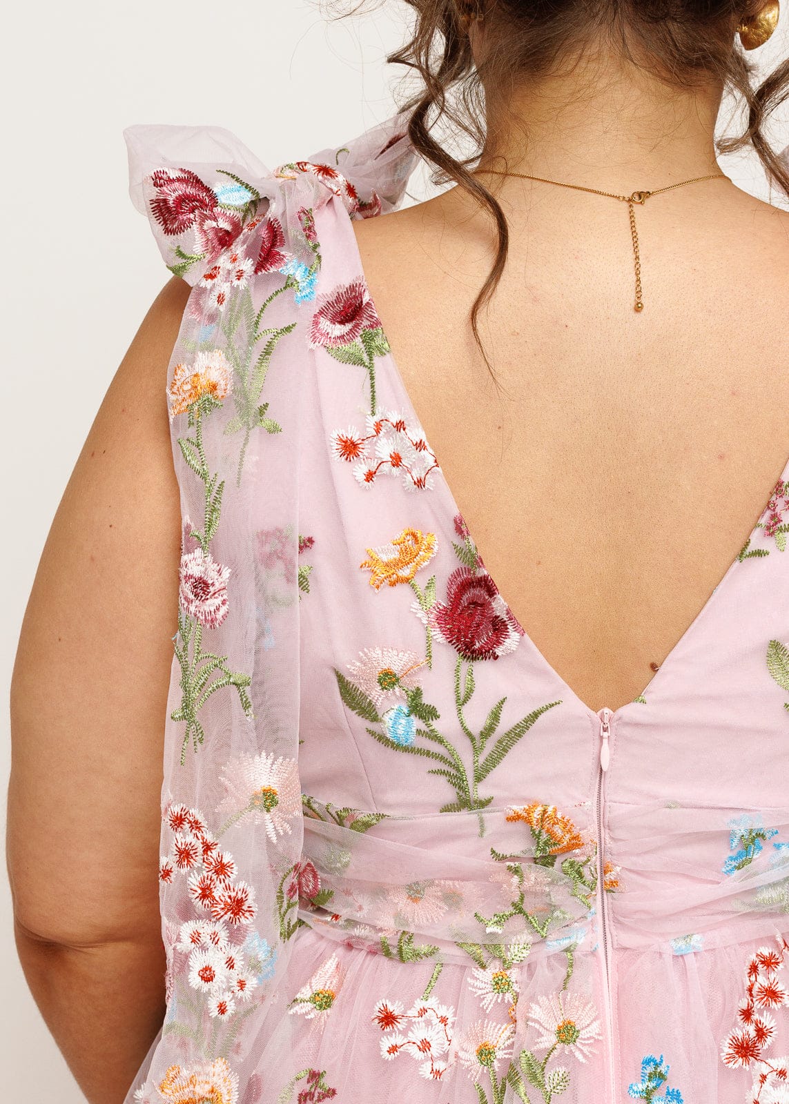 Margaret Floral Embroidered Midi Dress Pink - Image 10
