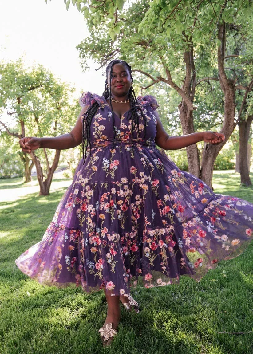 Margaret Floral Midi Dress Purple - Image 8