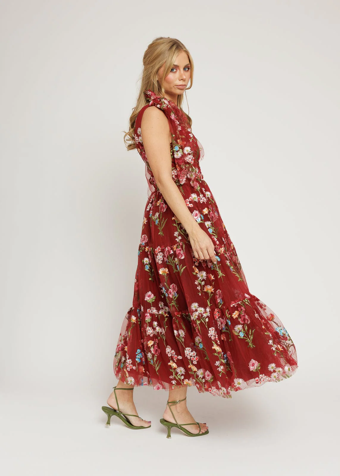 Margaret Floral Midi Dress Red - Image 5