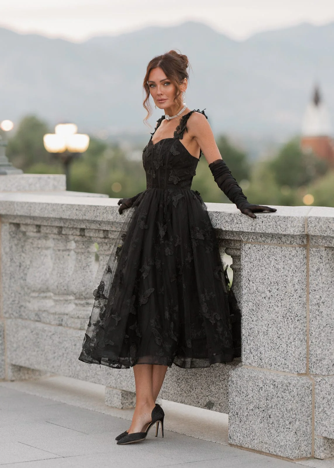 Mariposa Butterfly Corset Midi Dress - Black - Image 13