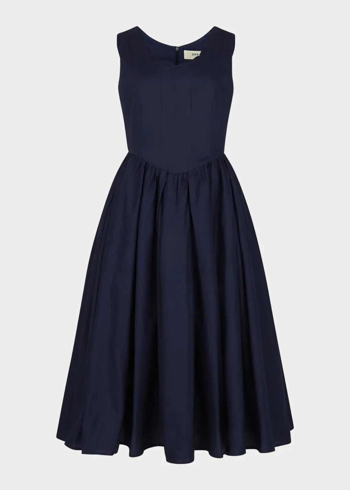 Nantucket Grove Scalloped Midi Work Dress - Navy - Image 2
