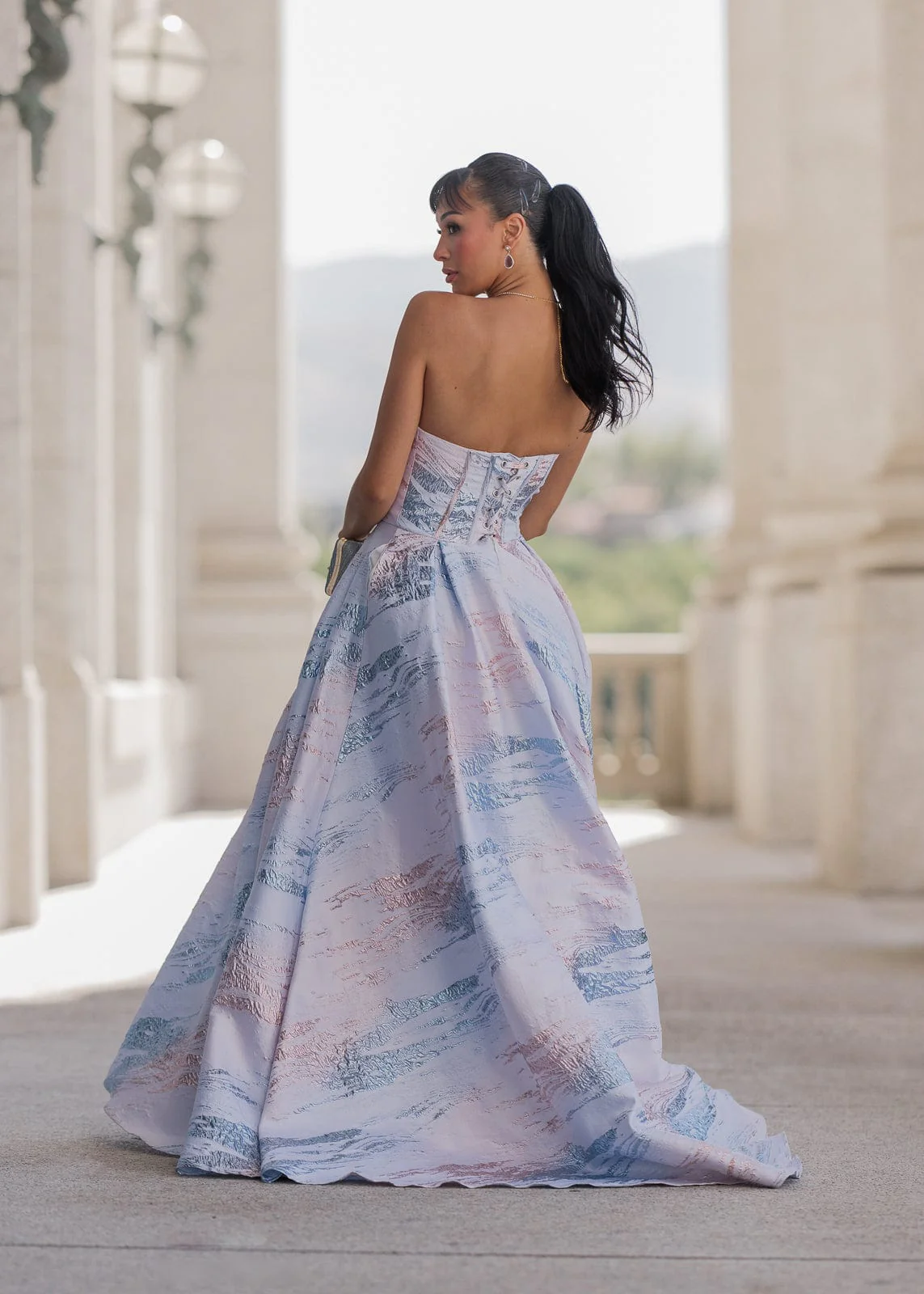 Nessa Metallic Dress - Blue - Image 10
