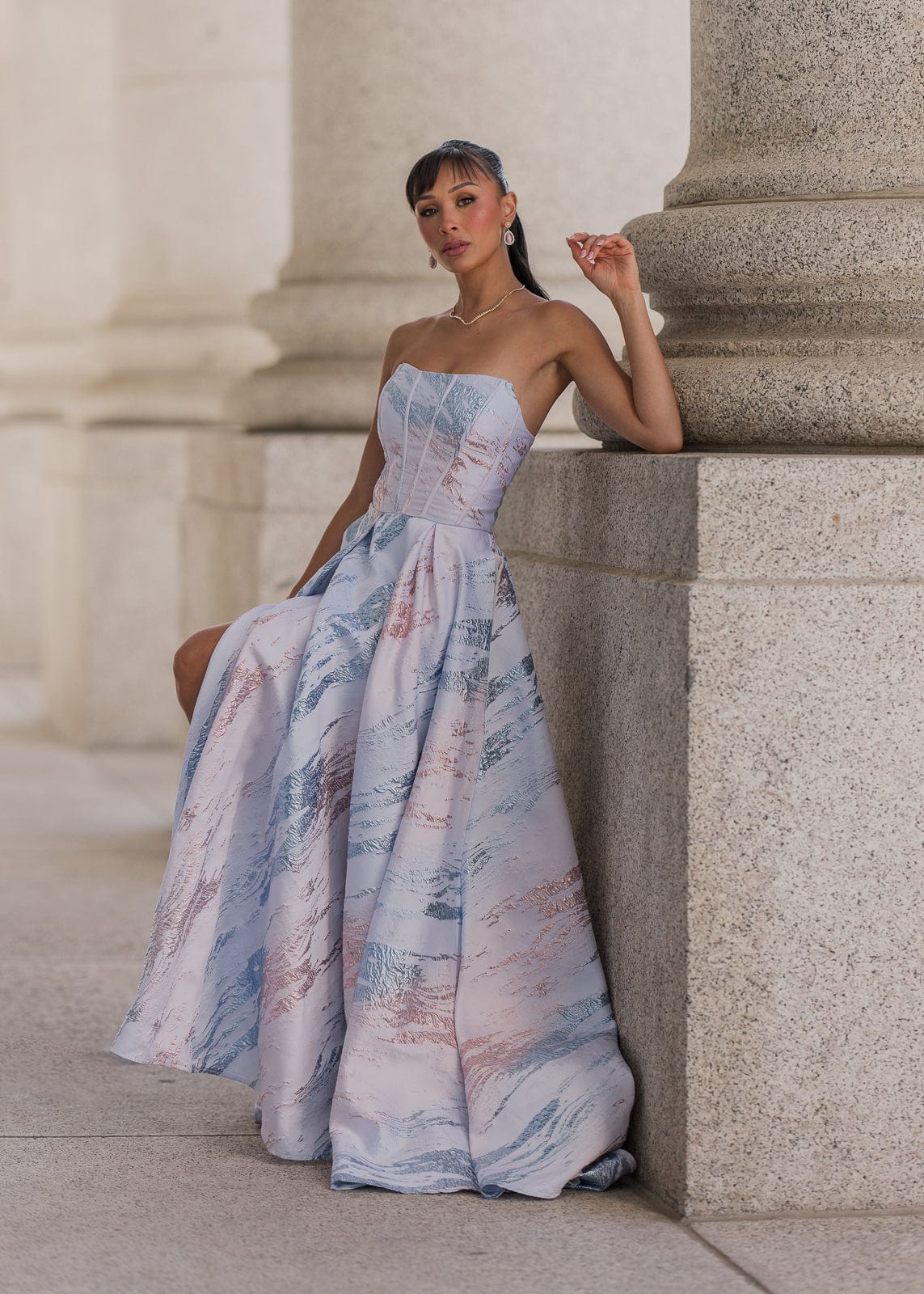 Nessa Metallic Dress - Blue - Image 12