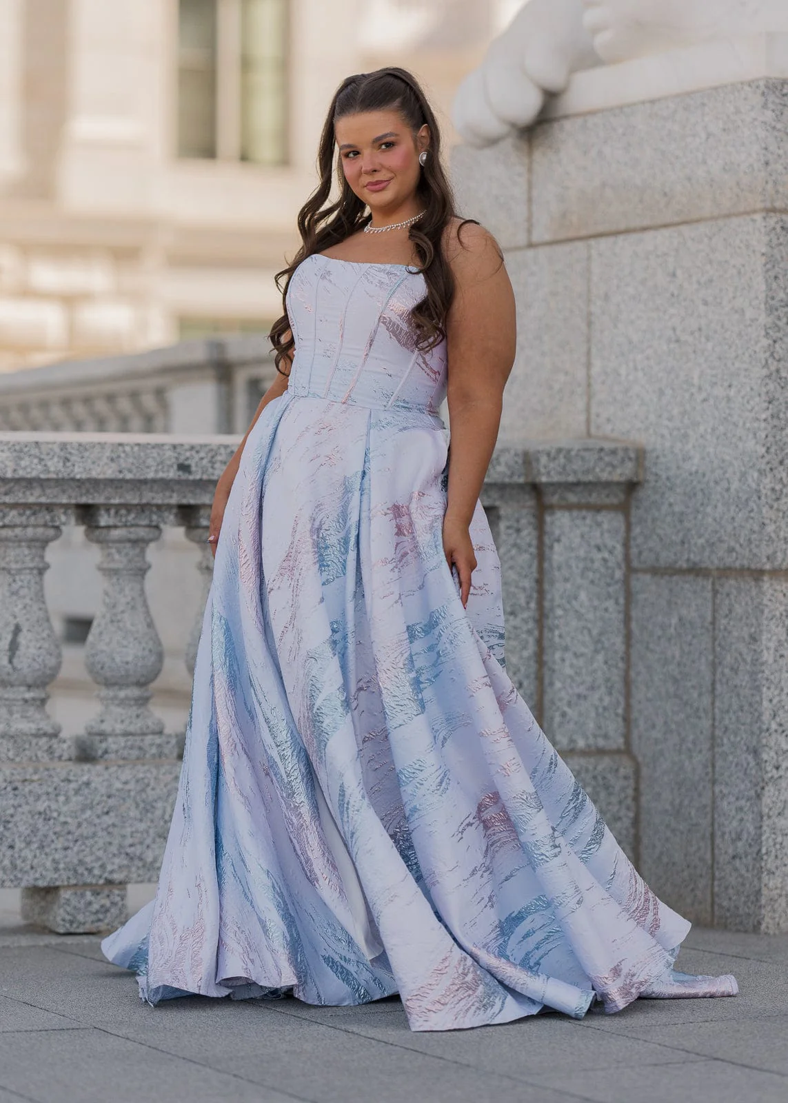 Nessa Metallic Dress - Blue - Image 3