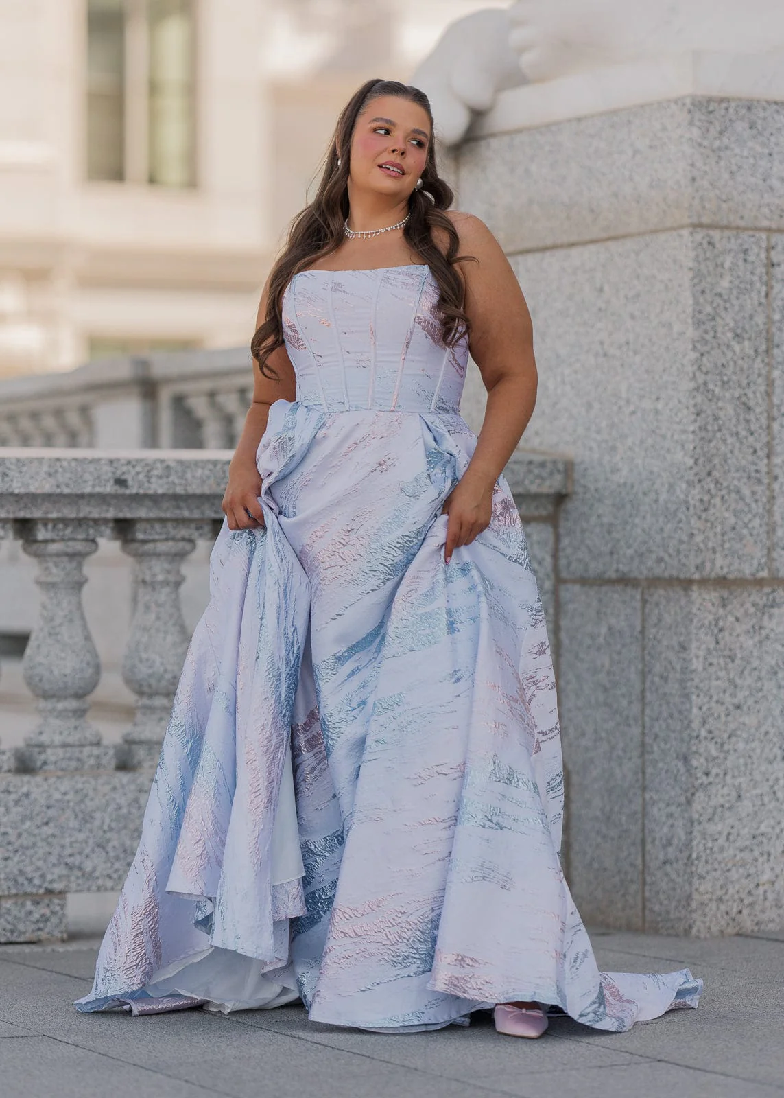 Nessa Metallic Dress - Blue - Image 9