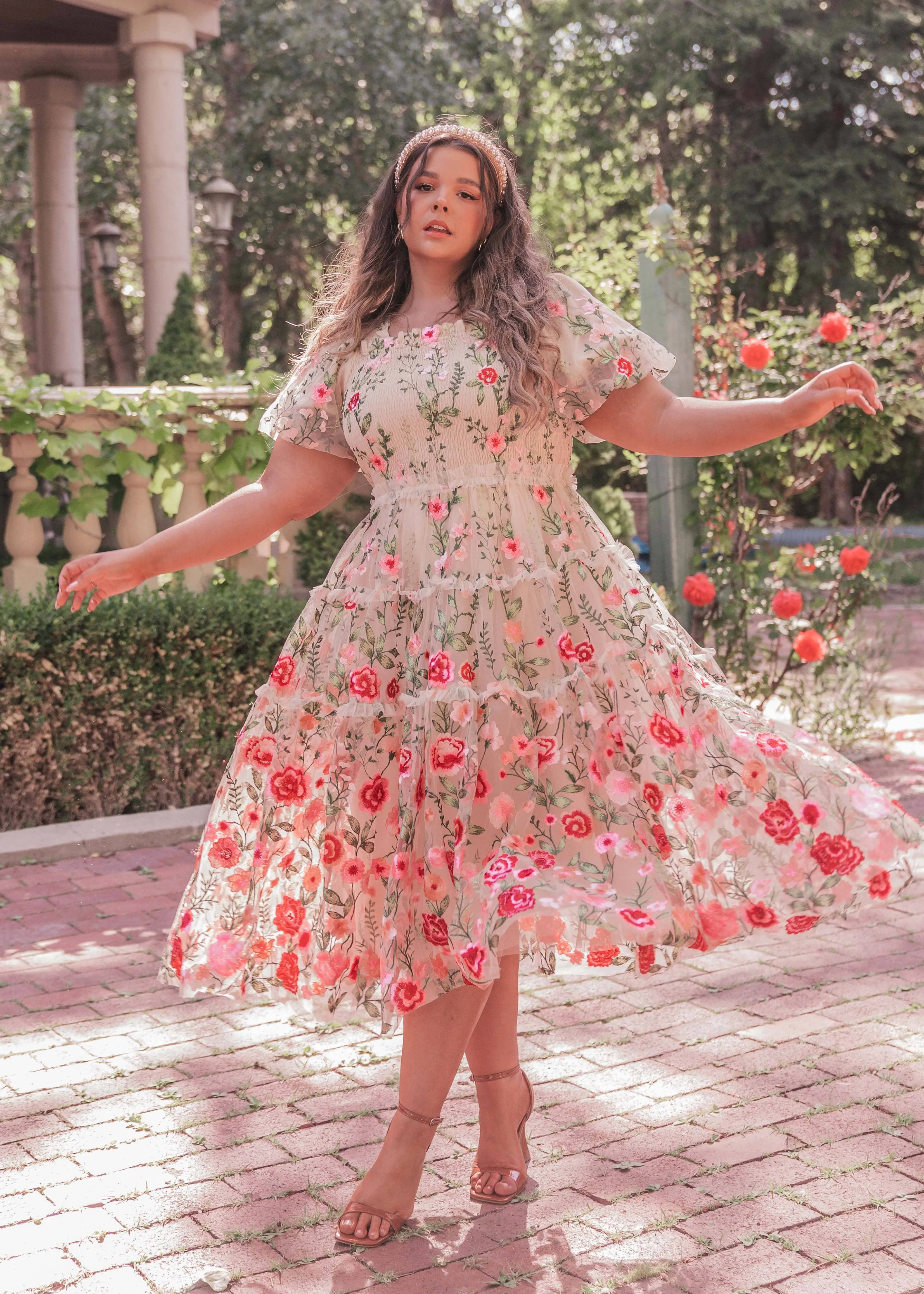 Rose Dress Midi - Cream - Image 11