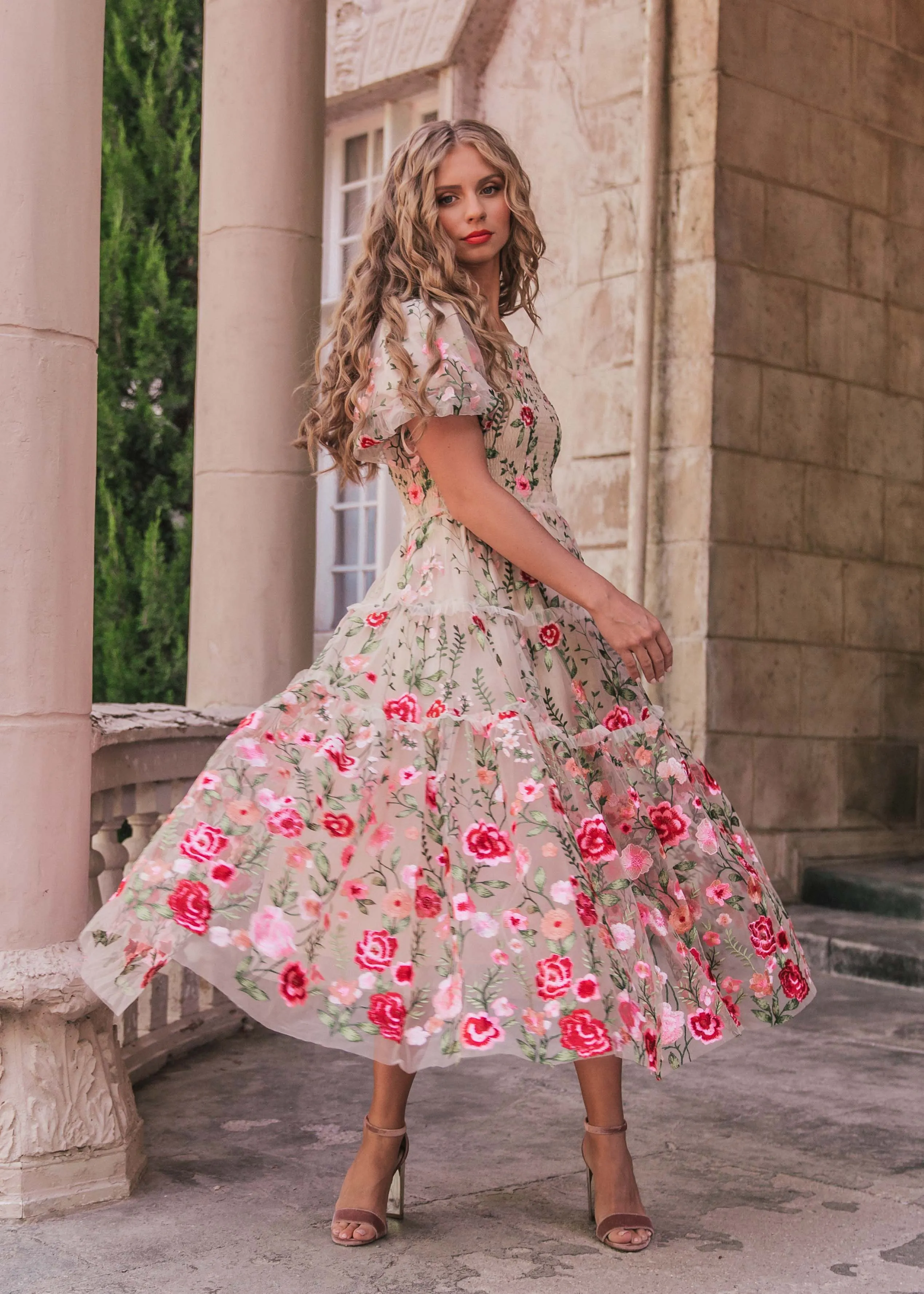 Rose Dress Midi - Cream - Image 6
