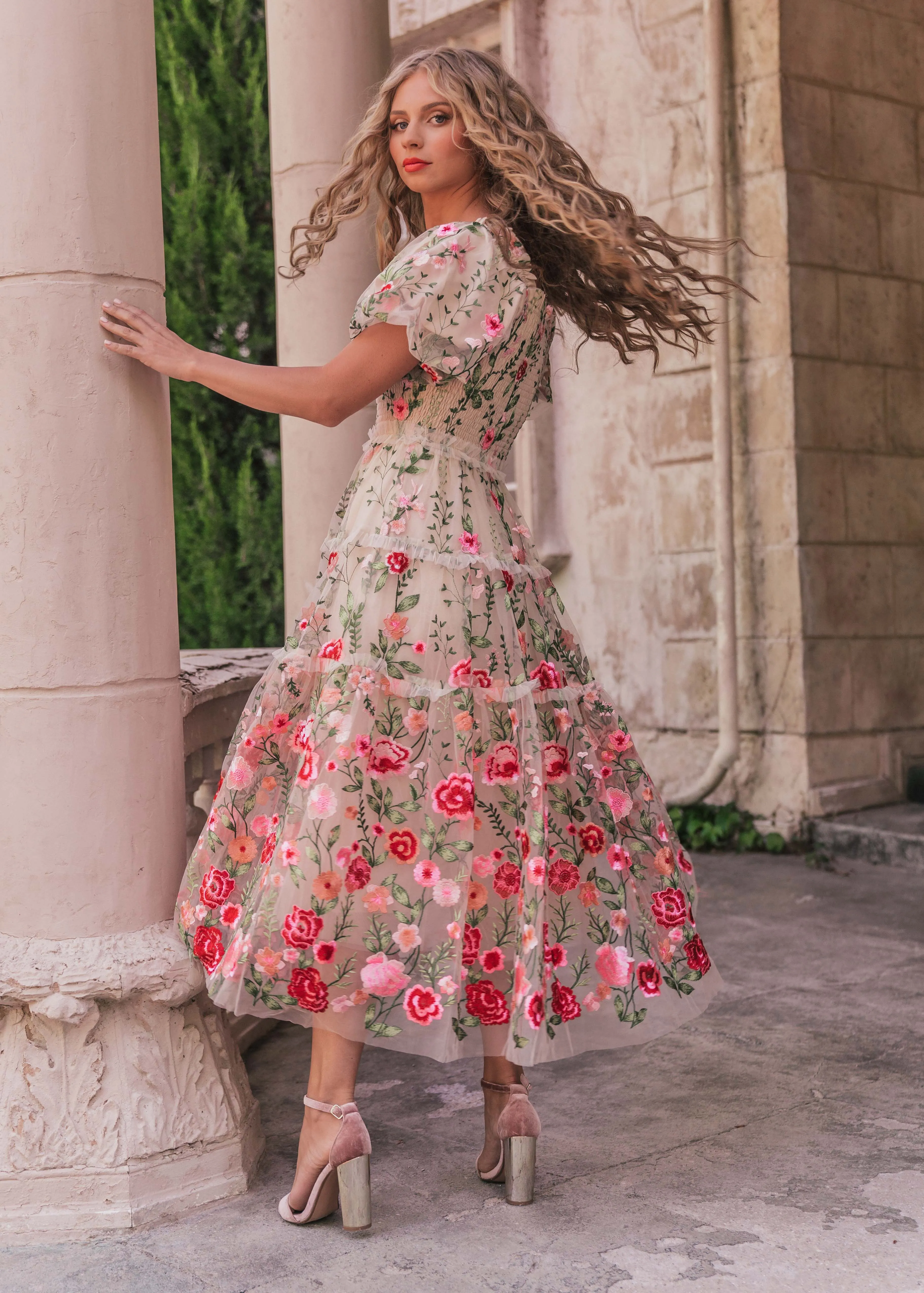 Rose Dress Midi - Cream - Image 8