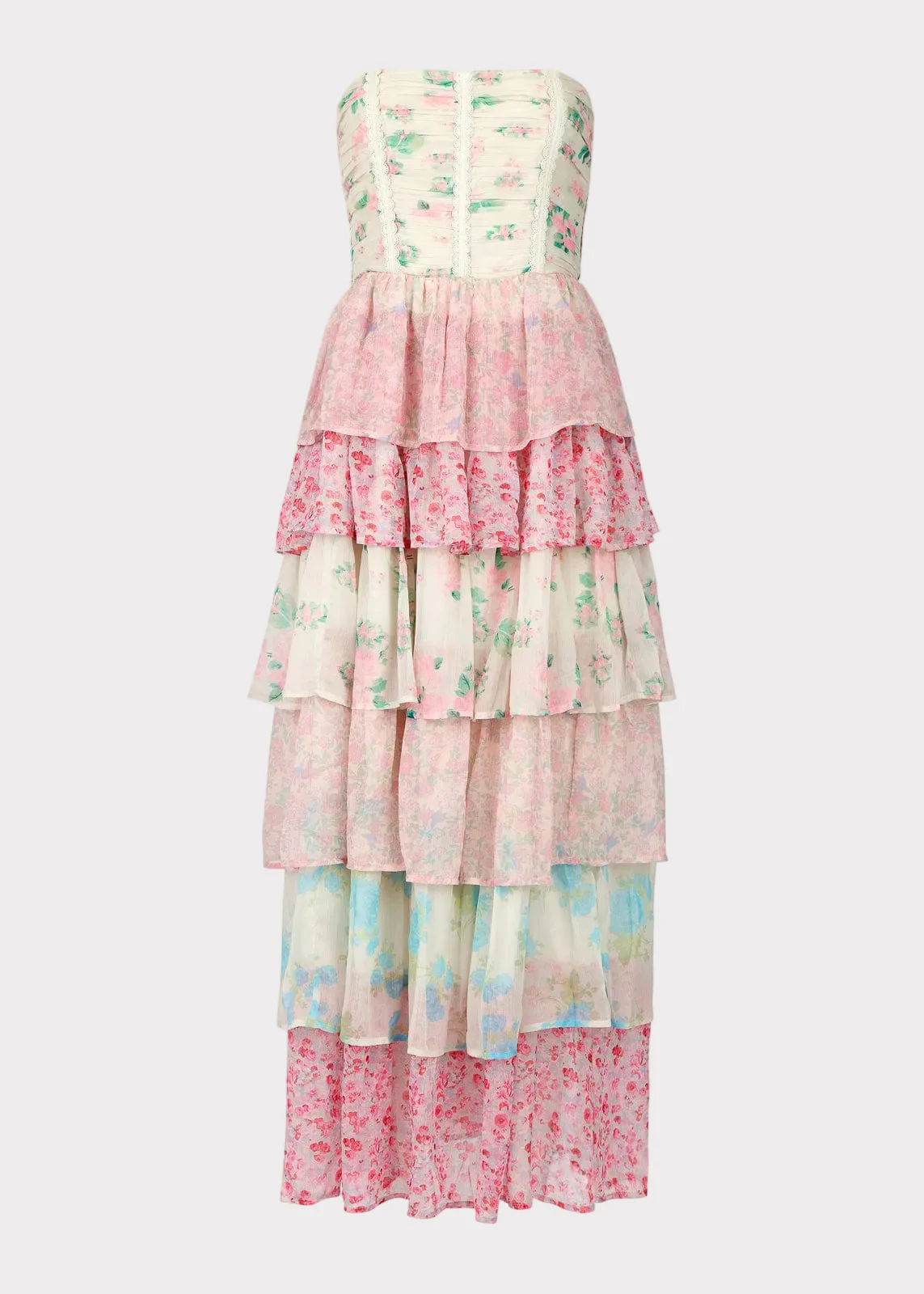 Rosemary Strapless Tiered Maxi Dress - Pink - Image 2