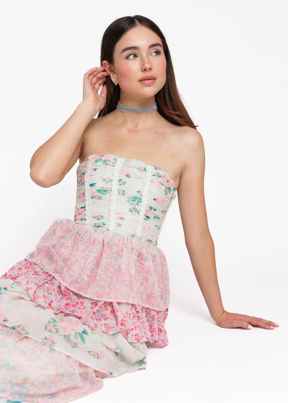 Rosemary Strapless Tiered Maxi Dress - Pink - Image 5