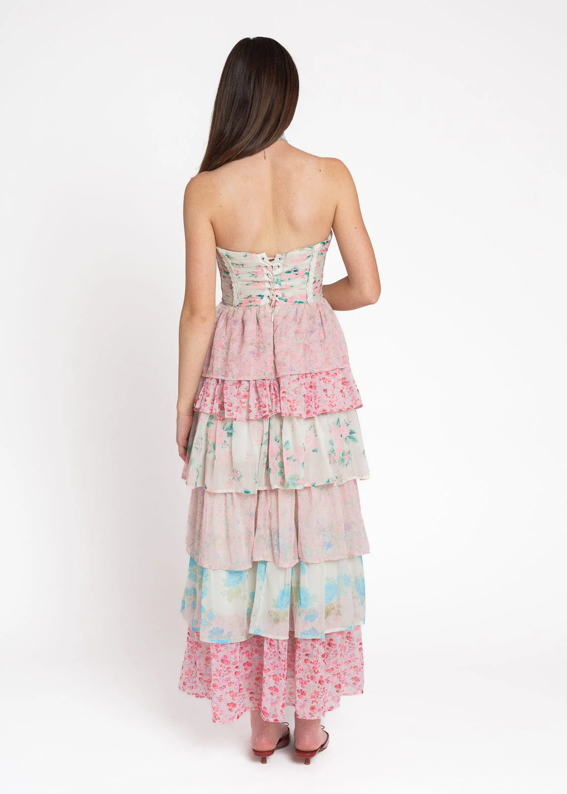 Rosemary Strapless Tiered Maxi Dress - Pink - Image 8