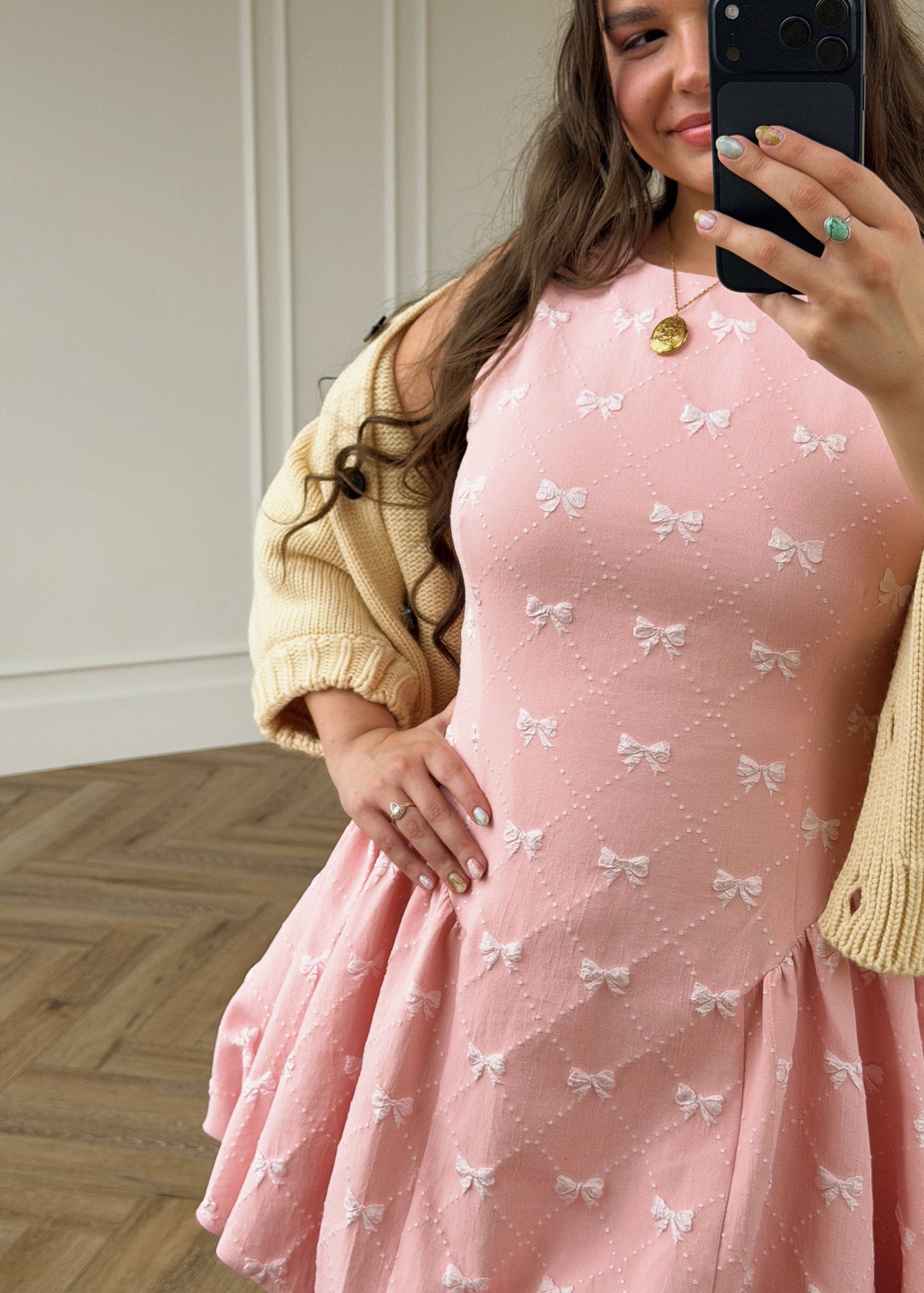 Scarlett Bubble Hem Mini Dress - Pink - Image 6