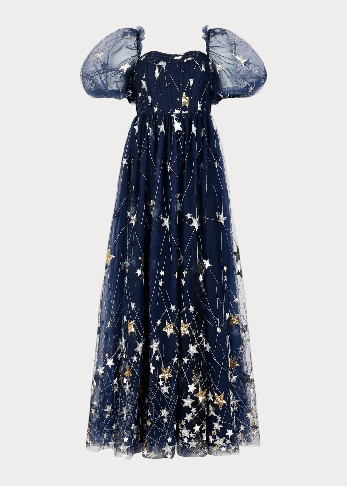 Starla Star Print Corset Maxi Dress - Navy - Image 2