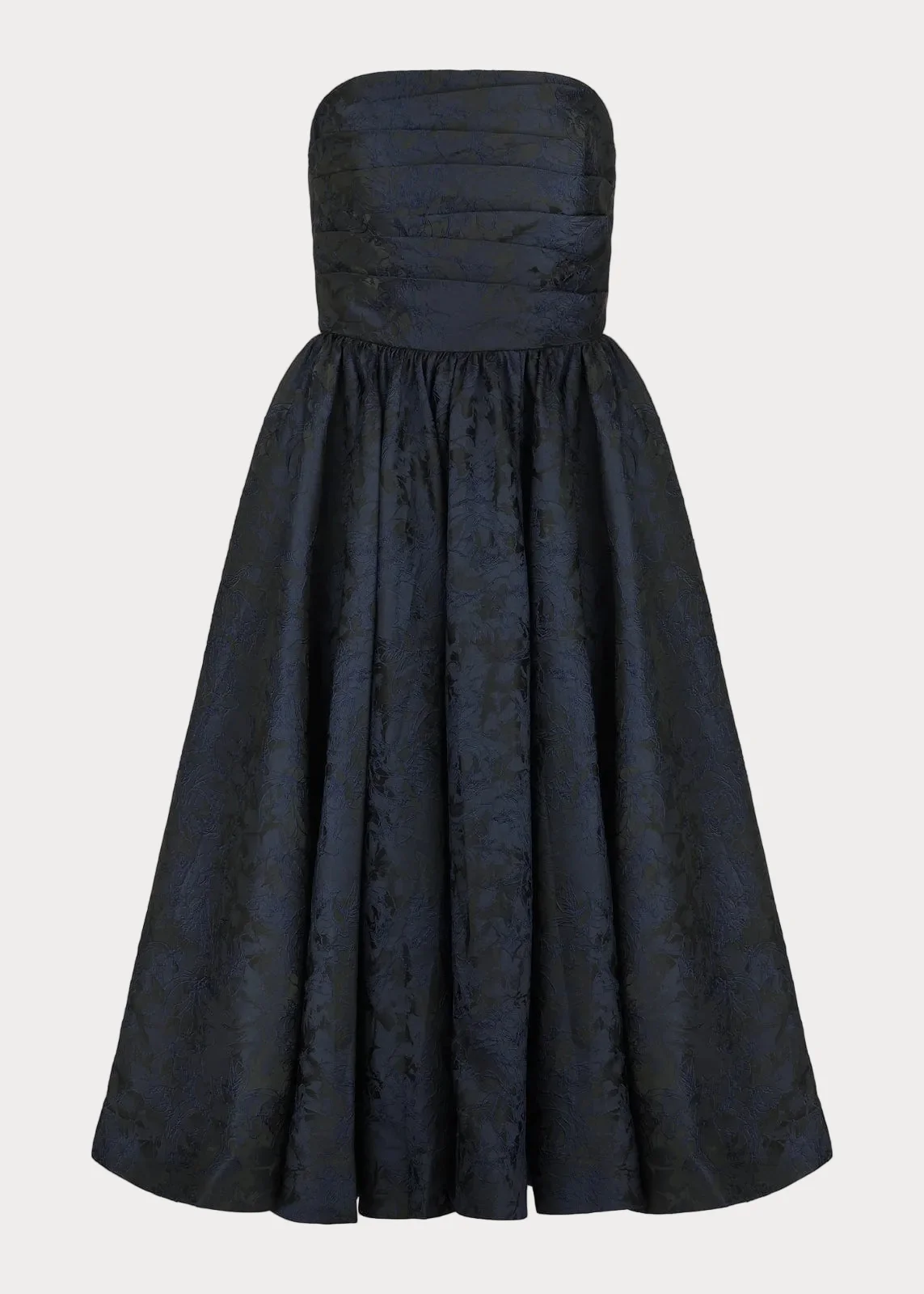 Winslow Strapless Jacquard Corset Midi Dress - Navy - Image 2